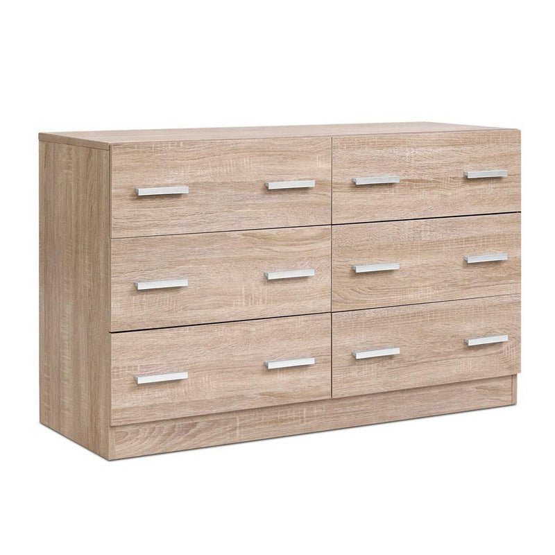 6 Drawer Cabinet Lowboy Dresser (Wood) - Rivercity House & Home Co. (ABN 18 642 972 209) - Affordable Modern Furniture Australia