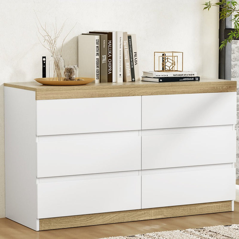 6 Chest of Drawers Cabinet Dresser Table Lowboy White - Furniture > Bedroom - Rivercity House & Home Co. (ABN 18 642 972 209) - Affordable Modern Furniture Australia