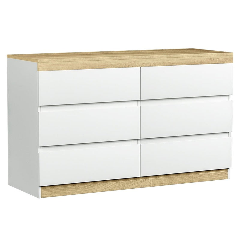 6 Chest of Drawers Cabinet Dresser Table Tallboy Storage Bedroom White - Furniture > Bedroom - Rivercity House & Home Co. (ABN 18 642 972 209)
