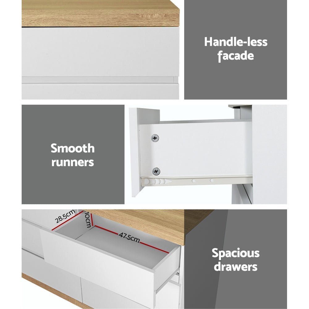 6 Chest of Drawers Cabinet Dresser Table Lowboy White - Furniture > Bedroom - Rivercity House & Home Co. (ABN 18 642 972 209) - Affordable Modern Furniture Australia