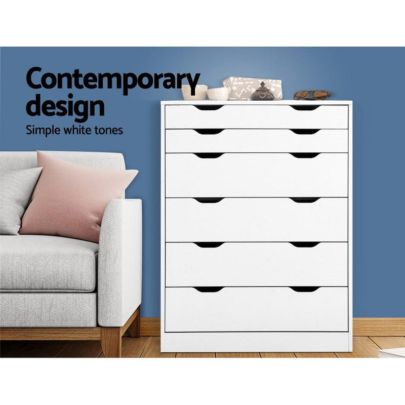 6 Chest of Drawers Tallboy Cabinet Storage Dresser Table Bedroom Storage - Rivercity House & Home Co. (ABN 18 642 972 209) - Affordable Modern Furniture Australia