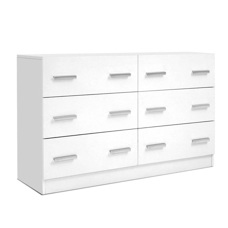 6 Drawer Cabinet Lowboy Dresser (White) - Rivercity House & Home Co. (ABN 18 642 972 209) - Affordable Modern Furniture Australia