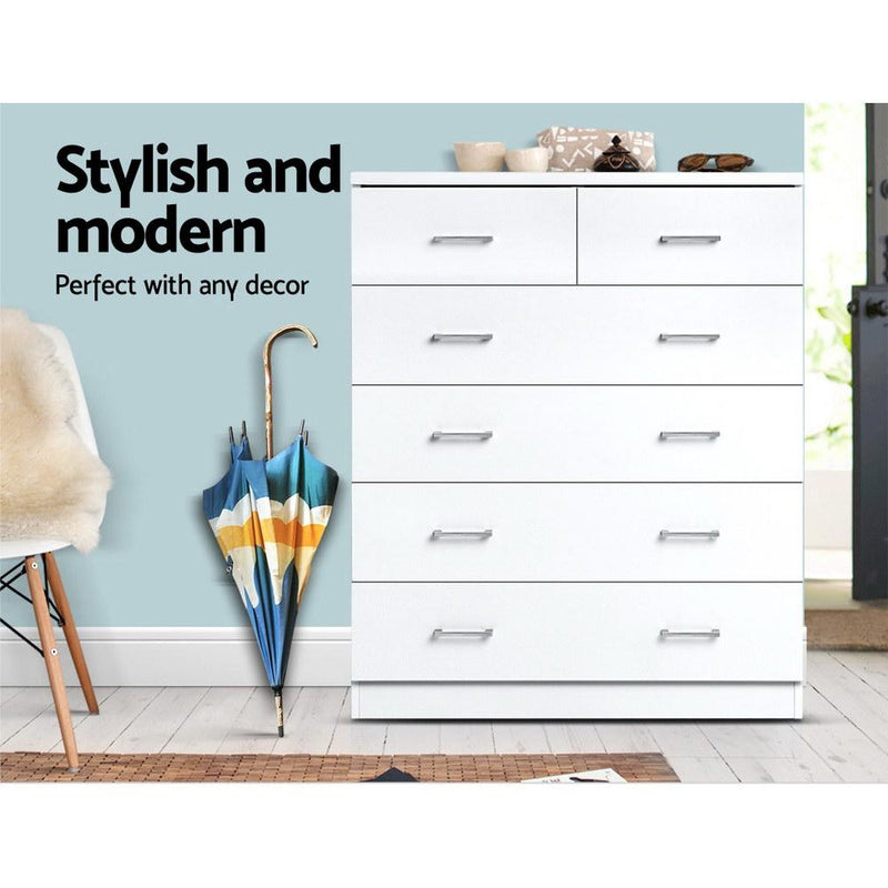 6-Drawer Tallboy White - Furniture > Living Room - Rivercity House And Home Co.