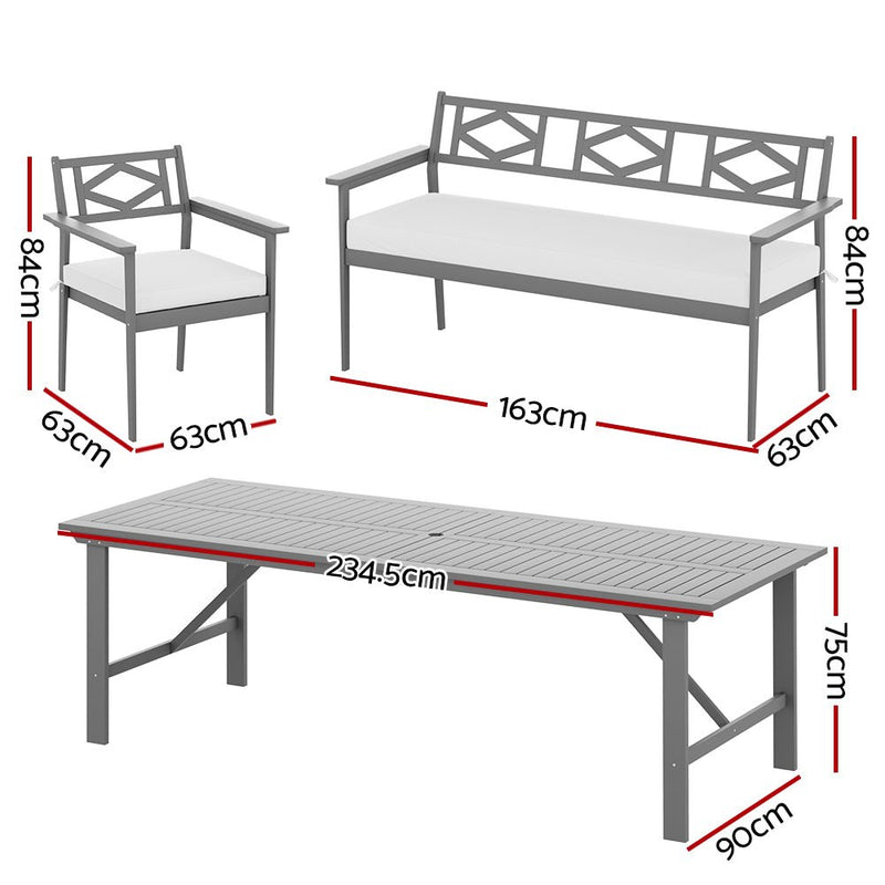 6 Seat Outdoor Dining Set Grey - Furniture > Outdoor - Rivercity House & Home Co. (ABN 18 642 972 209) - Affordable Modern Furniture Australia