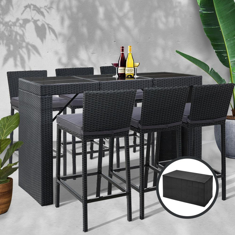 6 Seater Outdoor Rattan Bar Table Set - Furniture - Rivercity House & Home Co. (ABN 18 642 972 209) - Affordable Modern Furniture Australia