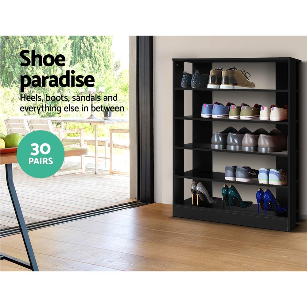 6 Tier Contemporary Shoe Rack (Black) - Furniture - Rivercity House & Home Co. (ABN 18 642 972 209) - Affordable Modern Furniture Australia