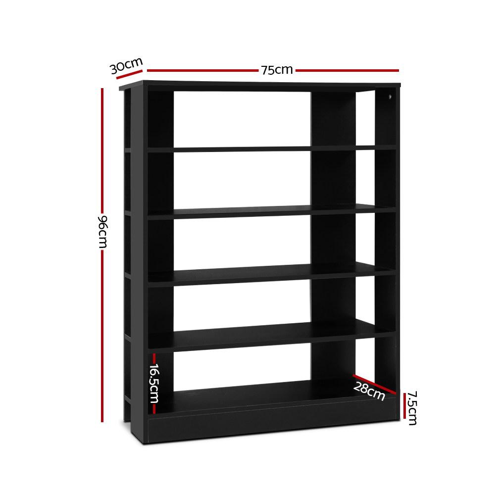 6 Tier Contemporary Shoe Rack (Black) - Furniture - Rivercity House & Home Co. (ABN 18 642 972 209) - Affordable Modern Furniture Australia