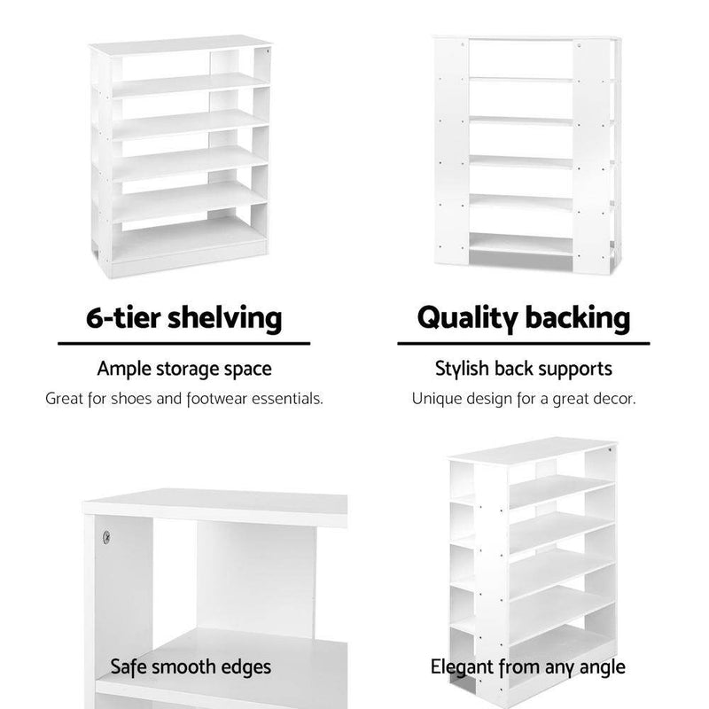 6 Tier Contemporary Shoe Rack (White) - Furniture - Rivercity House & Home Co. (ABN 18 642 972 209) - Affordable Modern Furniture Australia
