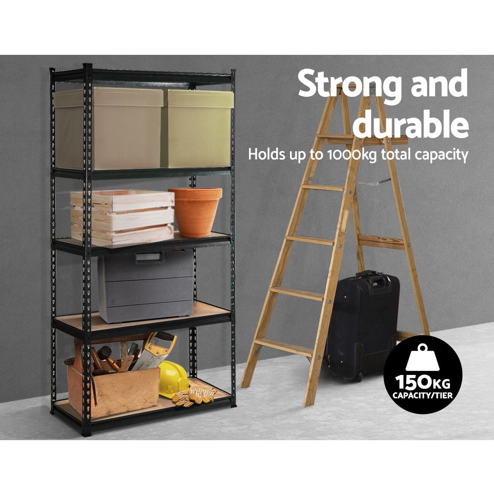 6 x 1.8M Garage Shelving Warehouse Racking Black - Rivercity House & Home Co. (ABN 18 642 972 209) - Affordable Modern Furniture Australia