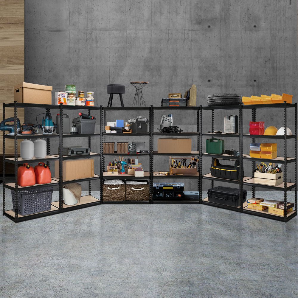 6 x 1.8M Garage Shelving Warehouse Racking Black - Rivercity House & Home Co. (ABN 18 642 972 209) - Affordable Modern Furniture Australia
