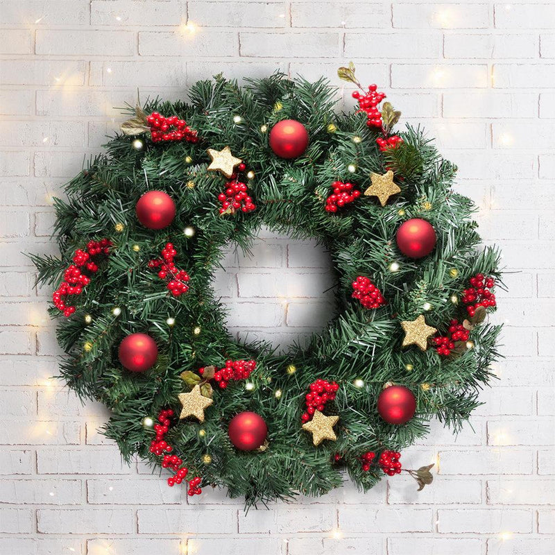 60cm Christmas Wreath - Green - Rivercity House & Home Co. (ABN 18 642 972 209) - Affordable Modern Furniture Australia