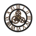 60cm Large Vintage Steampunk Wall Clock with Roman Numerals - Black