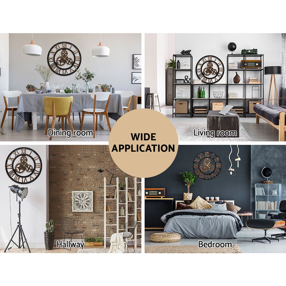 60CM Wall Clock Modern Large Vintage Luxury Art Clock Home Decor Black - Home & Garden > DIY - Rivercity House & Home Co. (ABN 18 642 972 209) - Affordable Modern Furniture Australia