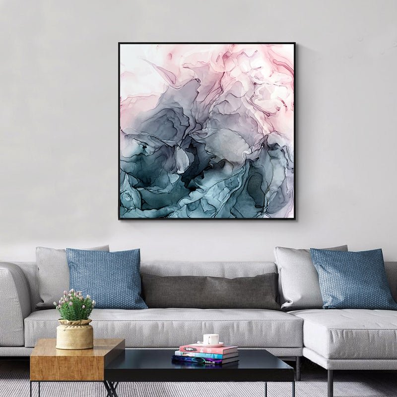 60cmx60cm Marbled Pink Grey Black Frame Canvas Wall Art - Home & Garden > Wall Art - Rivercity House & Home Co. (ABN 18 642 972 209) - Affordable Modern Furniture Australia