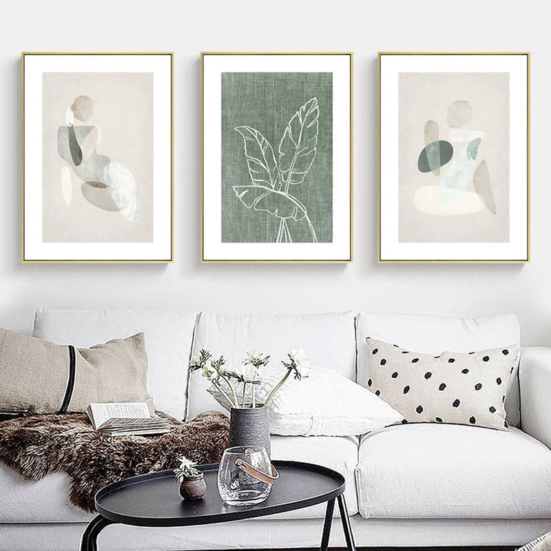 60cmx90cm Abstract body and leaves 3 Sets Gold Frame Canvas Wall Art - Home & Garden > Wall Art - Rivercity House & Home Co. (ABN 18 642 972 209) - Affordable Modern Furniture Australia