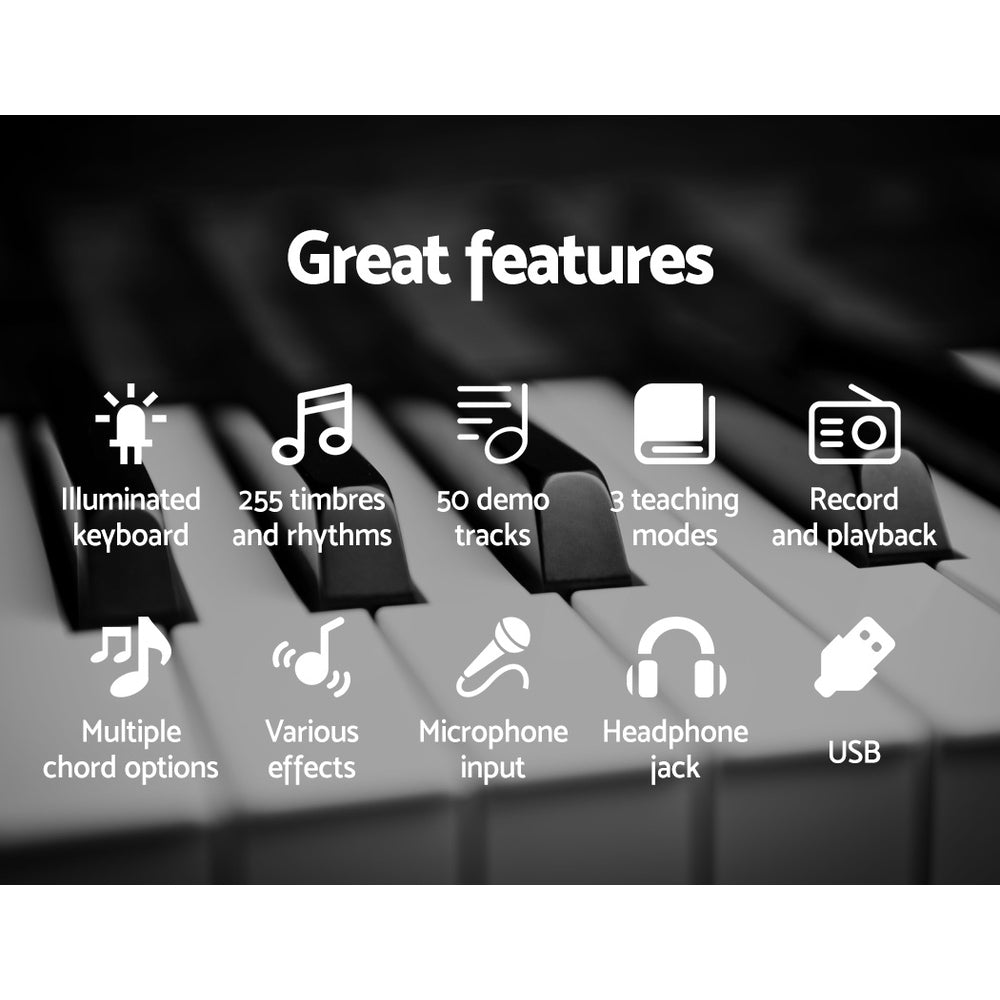 61 Keys Electronic Piano Keyboard Digital Electric w/ Stand Stool Lighted - Audio & Video > Musical Instrument & Accessories - Rivercity House & Home Co. (ABN 18 642 972 209) - Affordable Modern Furniture Australia