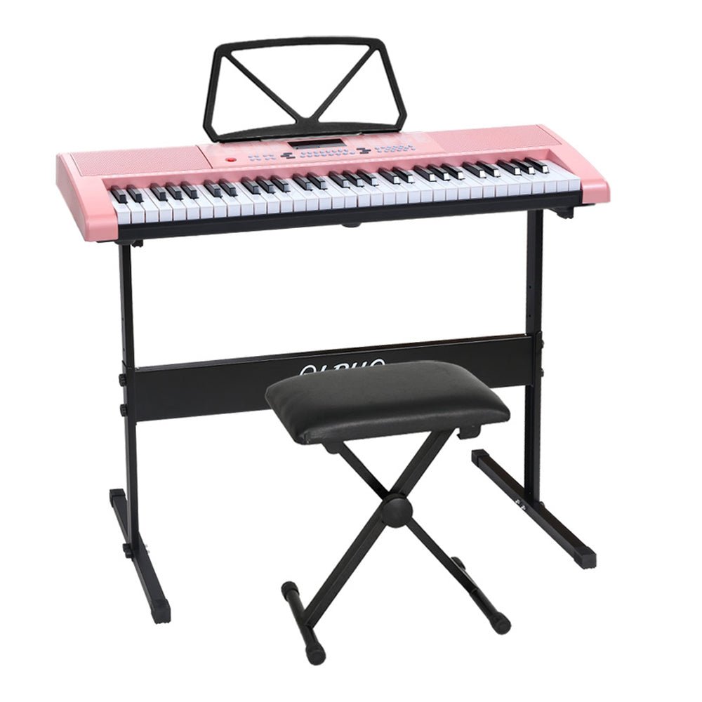 61 Keys Electronic Piano Keyboard Digital Electric w/ Stand Stool Pink - Audio & Video > Musical Instrument & Accessories - Rivercity House & Home Co. (ABN 18 642 972 209) - Affordable Modern Furniture Australia
