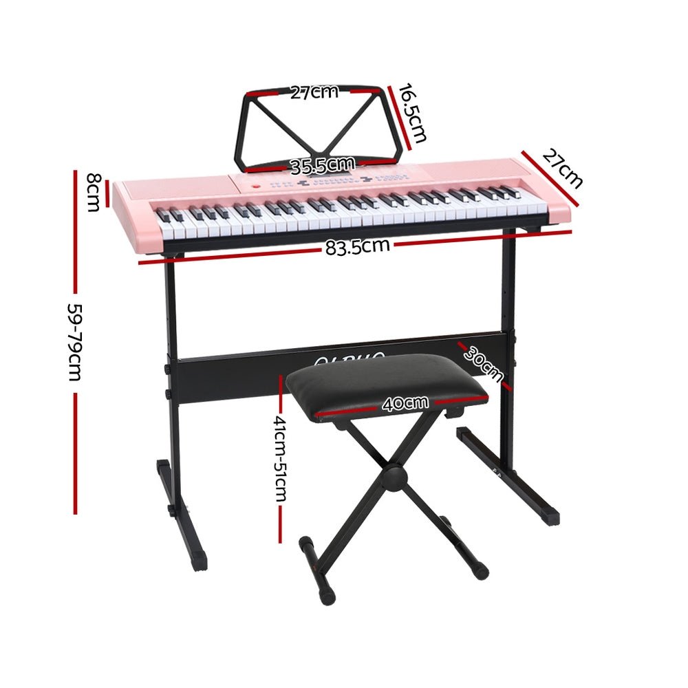 61 Keys Electronic Piano Keyboard Digital Electric w/ Stand Stool Pink - Audio & Video > Musical Instrument & Accessories - Rivercity House & Home Co. (ABN 18 642 972 209) - Affordable Modern Furniture Australia