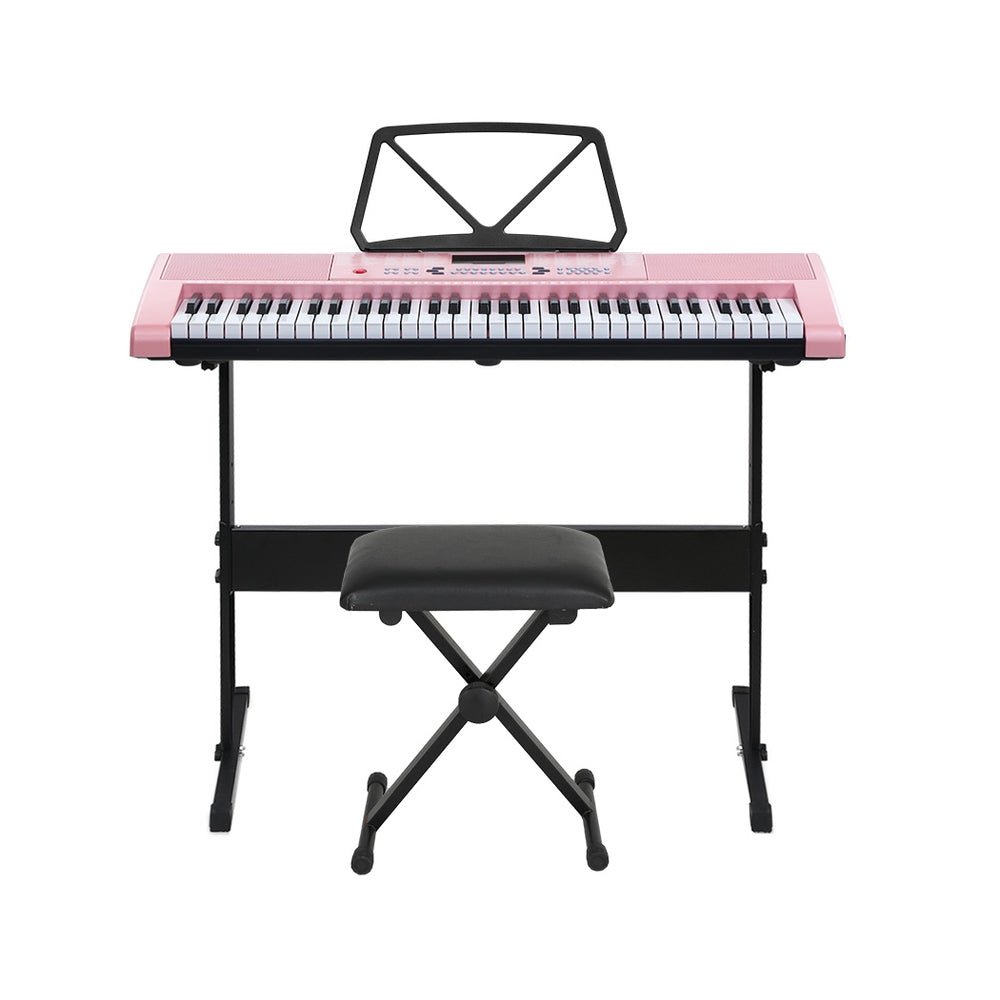 61 Keys Electronic Piano Keyboard Digital Electric w/ Stand Stool Pink - Audio & Video > Musical Instrument & Accessories - Rivercity House & Home Co. (ABN 18 642 972 209) - Affordable Modern Furniture Australia