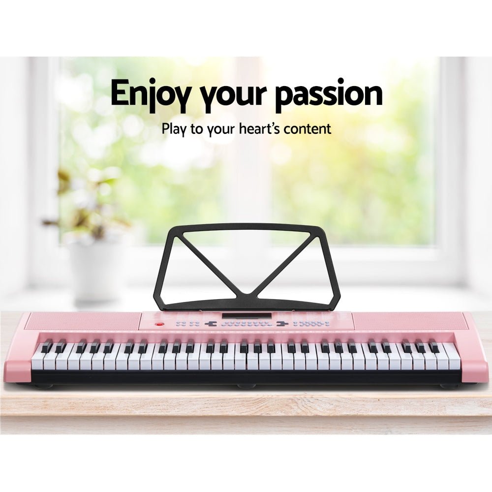 61 Keys Electronic Piano Keyboard Digital Electric w/ Stand Stool Pink - Audio & Video > Musical Instrument & Accessories - Rivercity House & Home Co. (ABN 18 642 972 209) - Affordable Modern Furniture Australia