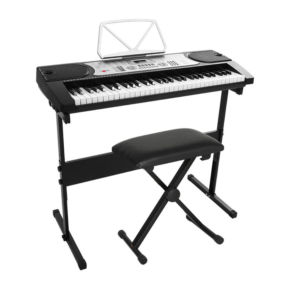 61 Keys Electronic Piano Keyboard Digital Electric w/ Stand Stool Silver - Audio & Video > Musical Instrument & Accessories - Rivercity House & Home Co. (ABN 18 642 972 209) - Affordable Modern Furniture Australia