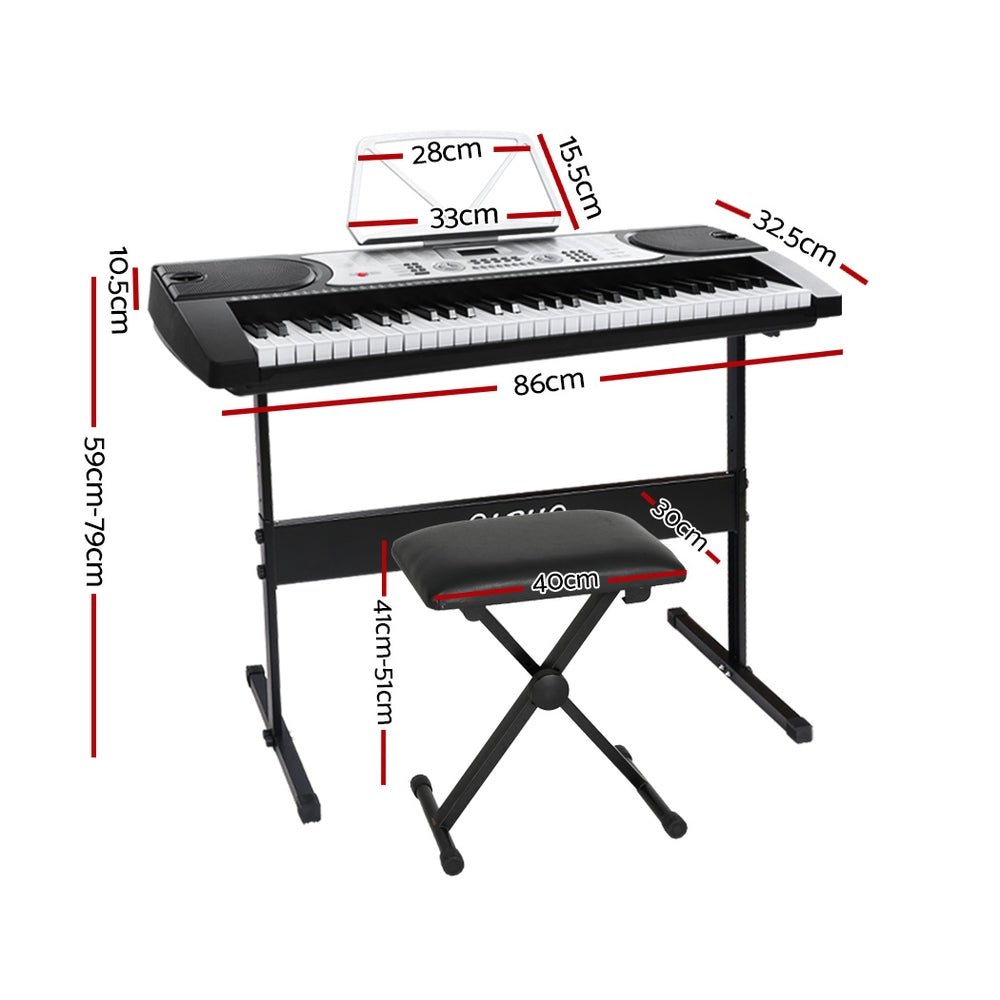 61 Keys Electronic Piano Keyboard Digital Electric w/ Stand Stool Silver - Audio & Video > Musical Instrument & Accessories - Rivercity House & Home Co. (ABN 18 642 972 209) - Affordable Modern Furniture Australia