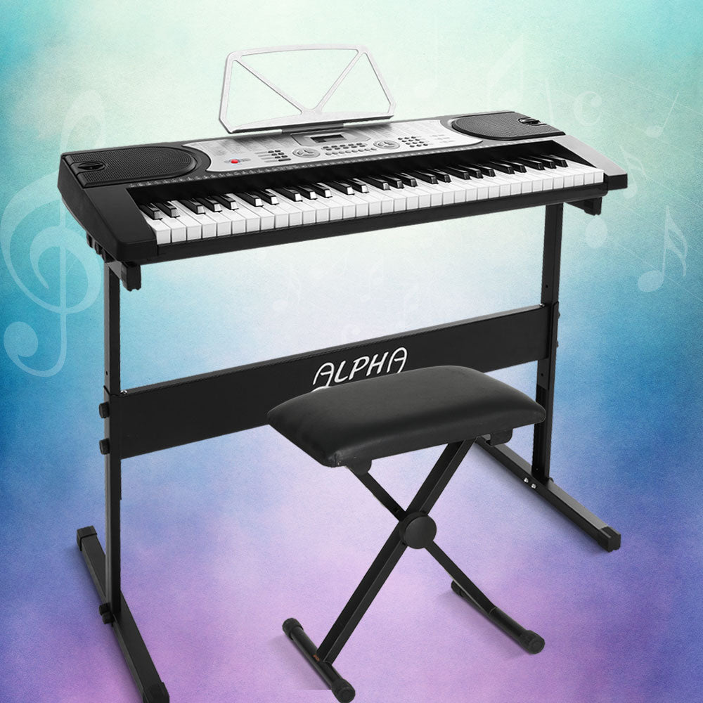 61 Keys Electronic Piano Keyboard Digital Electric w/ Stand Stool Silver - Audio & Video > Musical Instrument & Accessories - Rivercity House & Home Co. (ABN 18 642 972 209) - Affordable Modern Furniture Australia