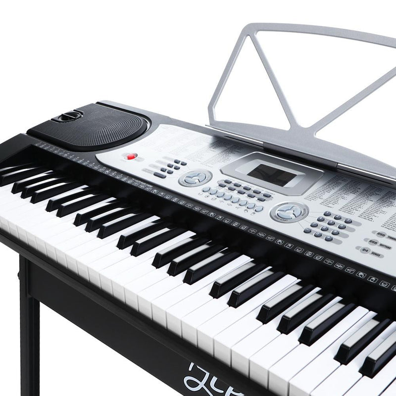 61 Keys Electronic Piano Keyboard LED Electric Silver with Music Stand for Beginner - Audio & Video - Rivercity House And Home Co.