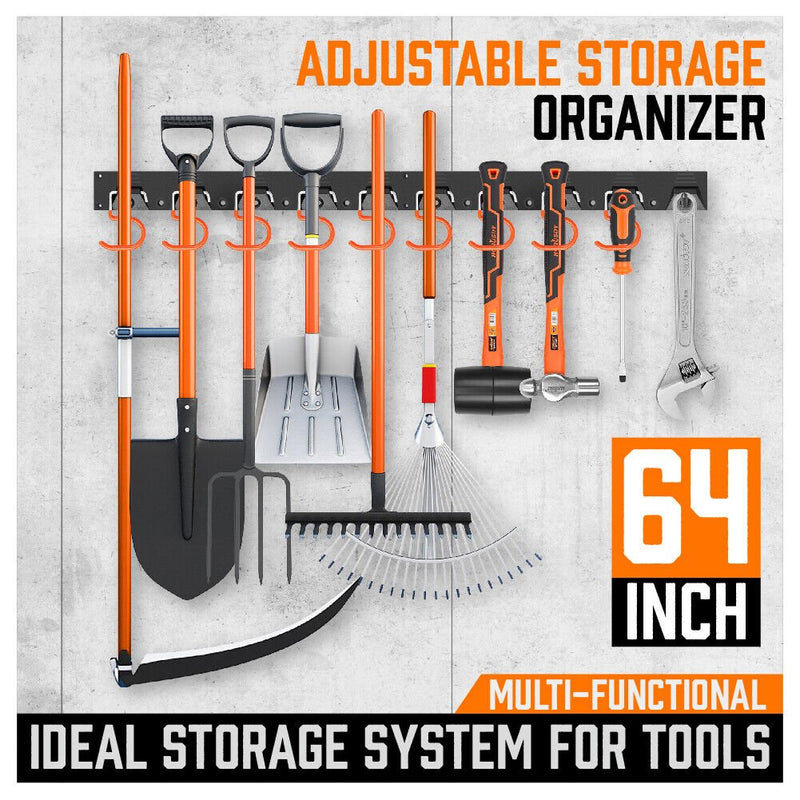 64" Wall Mount Tool Hanger Garden Storage Organizer Mop Broom Holder Hook Pegs - Tools > Other Tools - Rivercity House & Home Co. (ABN 18 642 972 209) - Affordable Modern Furniture Australia