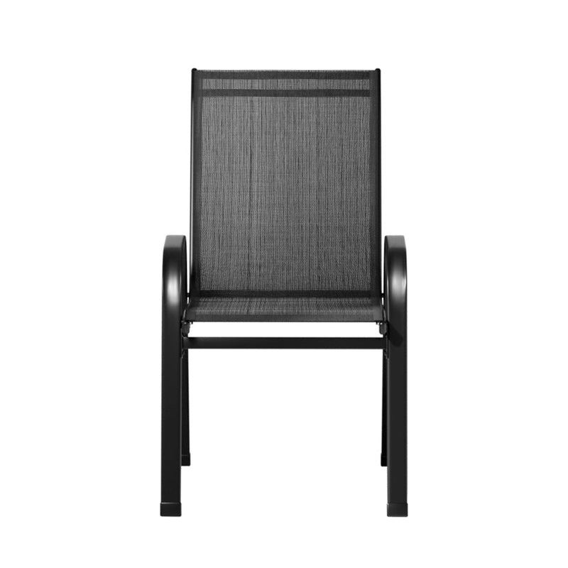 Set of 6 Outdoor Stackable Chairs Black - Furniture > Outdoor - Rivercity House & Home Co. (ABN 18 642 972 209) - Affordable Modern Furniture Australia
