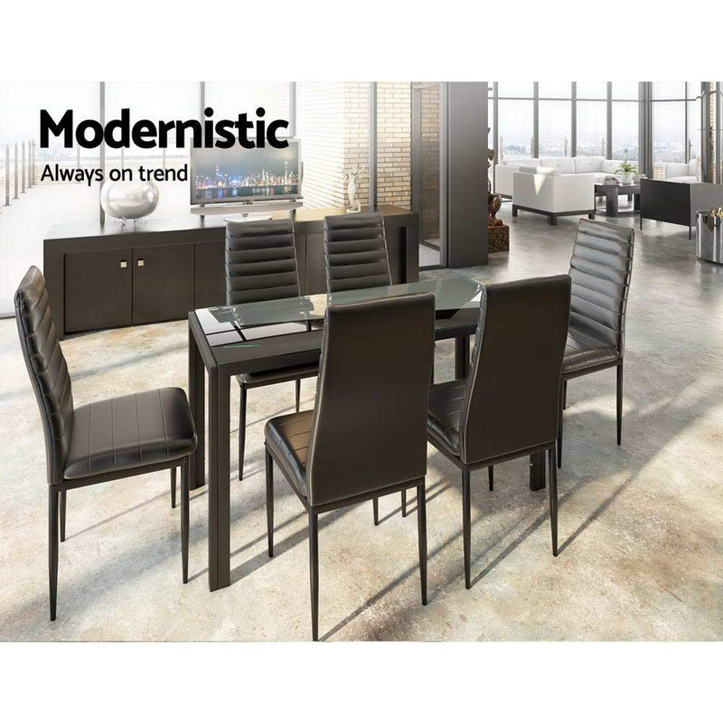7-piece Dining Set - Black - Furniture - Rivercity House And Home Co.
