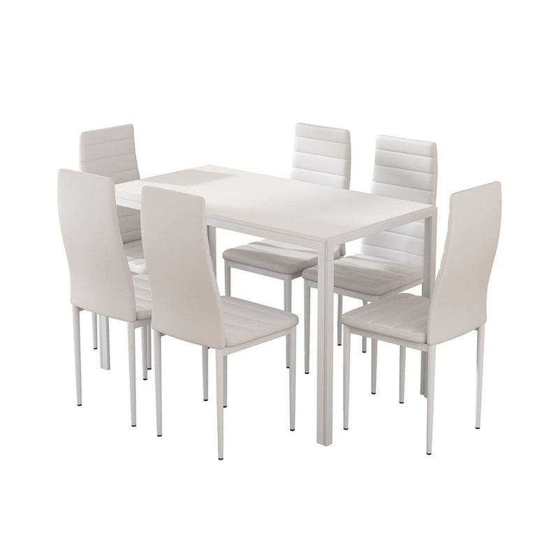 7 Piece Dining Set with Wooden Table Top - White - Furniture > Dining - Rivercity House & Home Co. (ABN 18 642 972 209) - Affordable Modern Furniture Australia