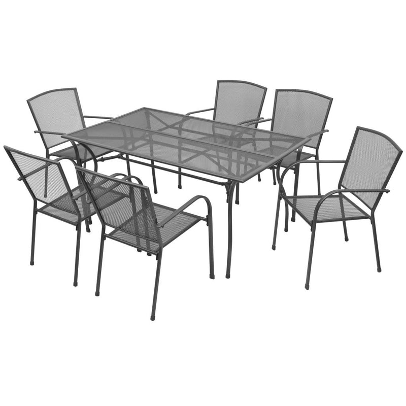 7 Piece Steel Mesh Contemporary Outdoor Dining Set - Furniture - Rivercity House & Home Co. (ABN 18 642 972 209) - Affordable Modern Furniture Australia