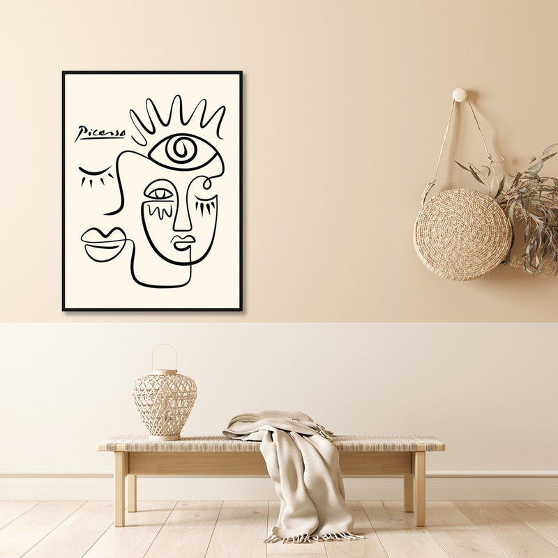 70cmx100cm Line Art By Pablo Picasso Black Frame Canvas Wall Art - Home & Garden > Wall Art - Rivercity House & Home Co. (ABN 18 642 972 209) - Affordable Modern Furniture Australia