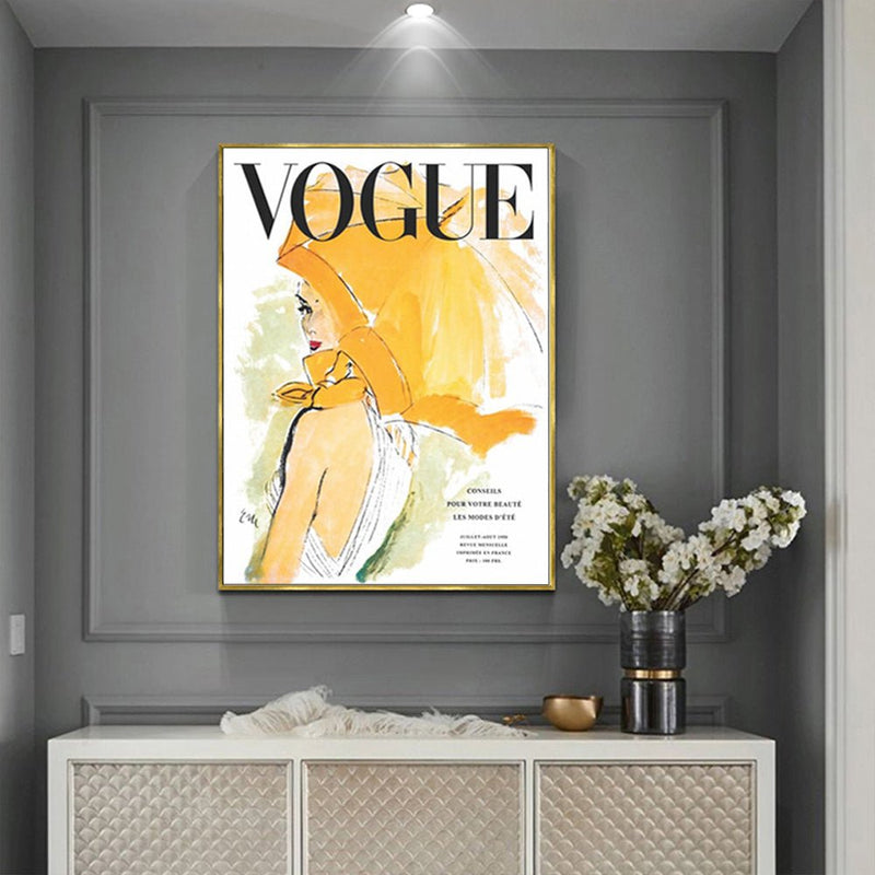 70cmx100cm Vogue Girl Gold Frame Canvas Wall Art - Home & Garden > Wall Art - Rivercity House & Home Co. (ABN 18 642 972 209) - Affordable Modern Furniture Australia