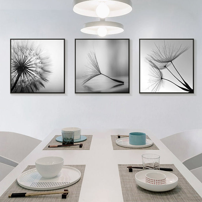 70cmx70cm Botanical dandelions 3 Sets Black Frame Canvas Wall Art - Home & Garden > Wall Art - Rivercity House & Home Co. (ABN 18 642 972 209) - Affordable Modern Furniture Australia