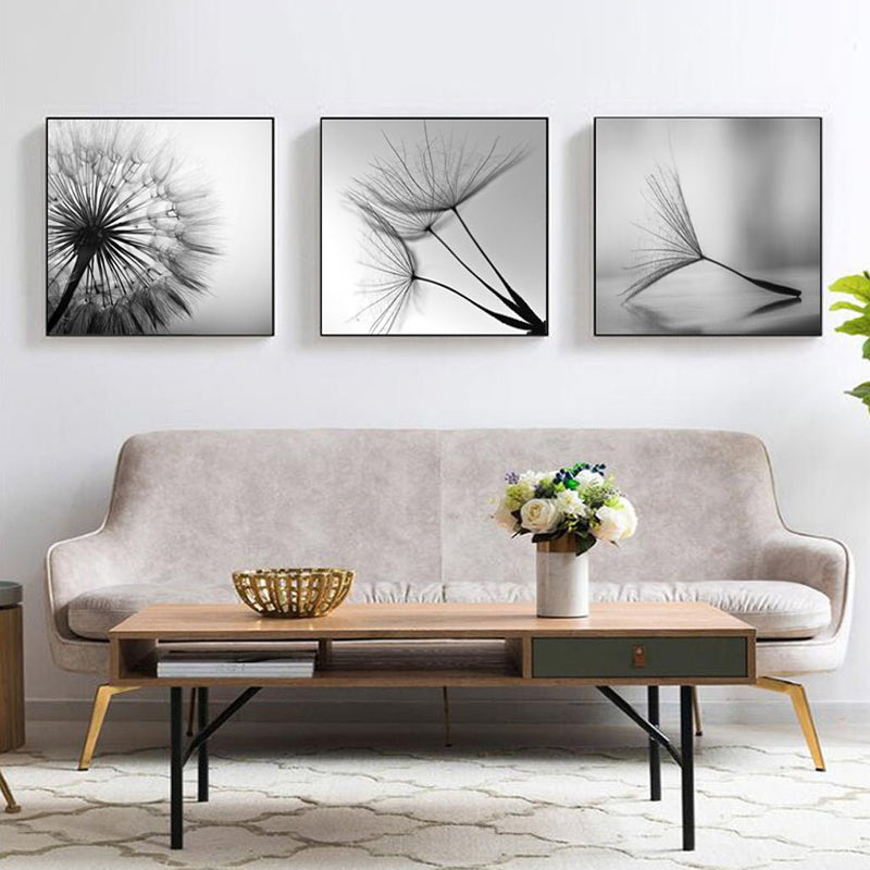 70cmx70cm Botanical dandelions 3 Sets Black Frame Canvas Wall Art - Home & Garden > Wall Art - Rivercity House & Home Co. (ABN 18 642 972 209) - Affordable Modern Furniture Australia