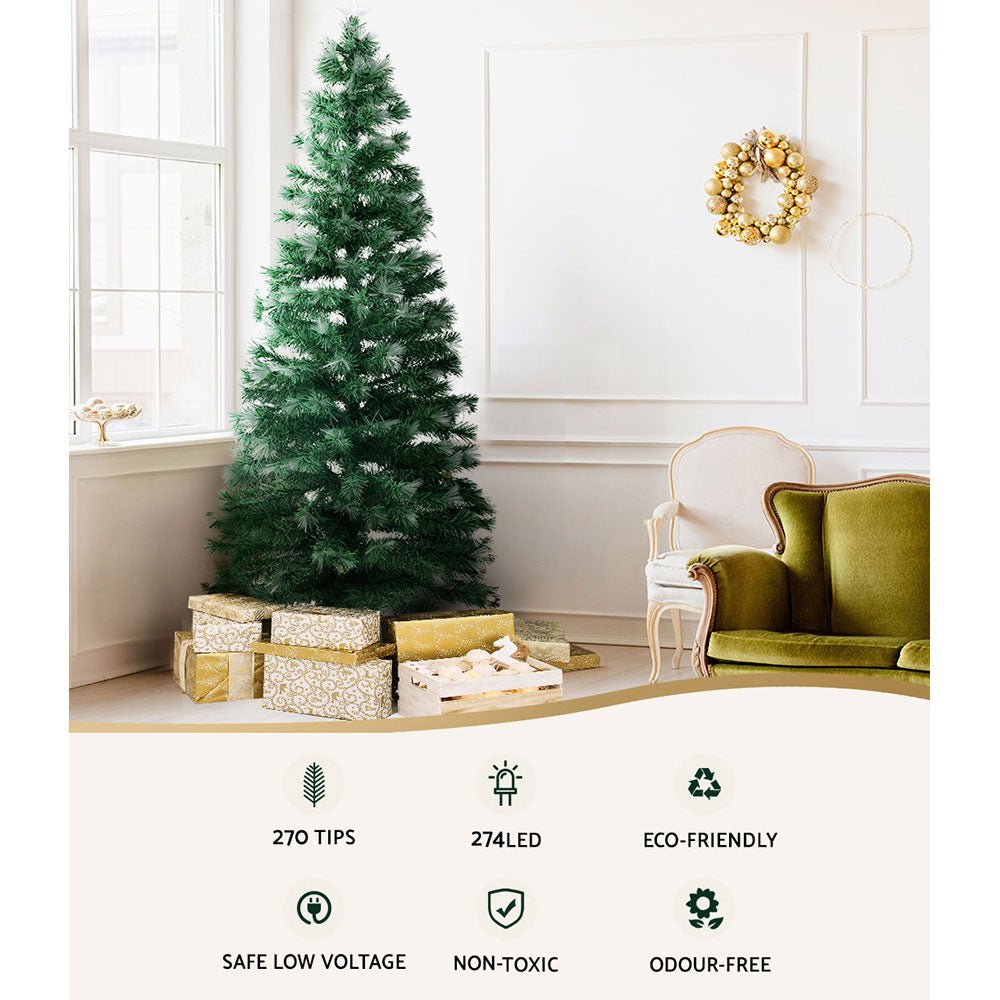 7FT / 2.1M Fibre Optic Christmas Tree – 270 Tips – Pre - lit 274 Multi - Colour LED Fibre Optic Lights + Star Topper - Occasions > Christmas - Rivercity House & Home Co. (ABN 18 642 972 209) - Affordable Modern Furniture Australia