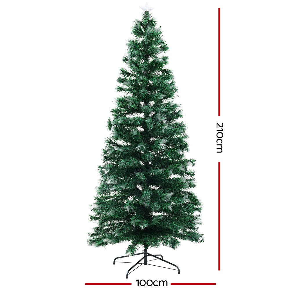 7FT / 2.1M Fibre Optic Christmas Tree – 270 Tips – Pre - lit 274 Multi - Colour LED Fibre Optic Lights + Star Topper - Occasions > Christmas - Rivercity House & Home Co. (ABN 18 642 972 209) - Affordable Modern Furniture Australia