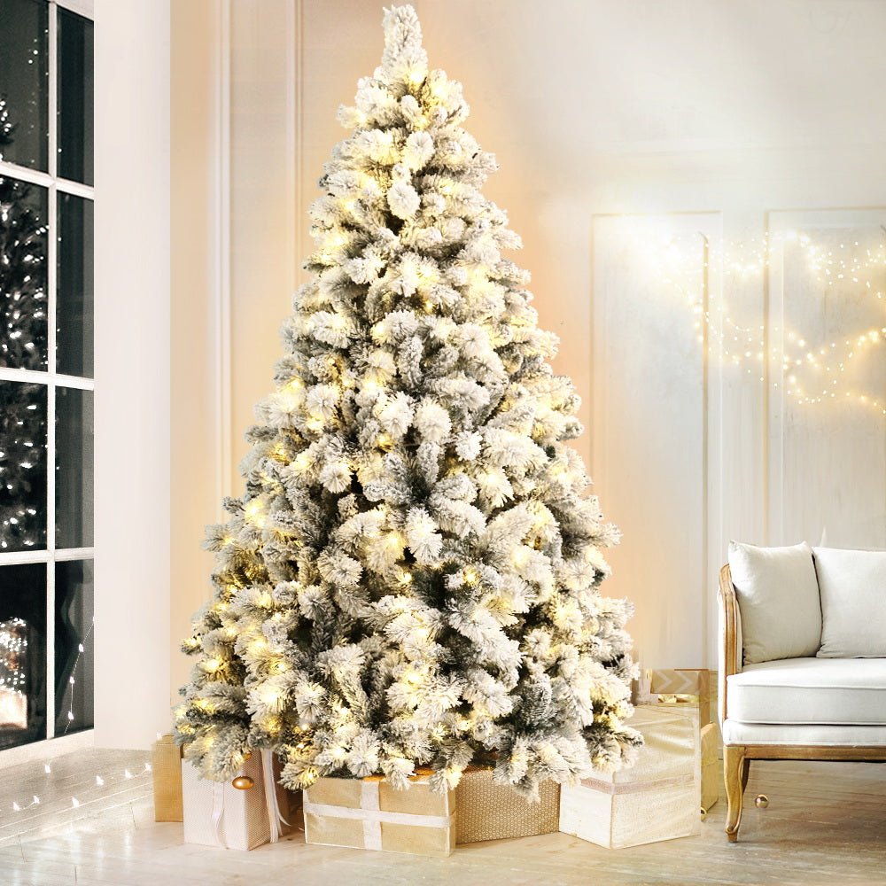 7FT / 2.1M Snowy Christmas Tree – 1189 Tips – Pre - lit 500 Warm White LED Lights - Rivercity House & Home Co. (ABN 18 642 972 209) - Affordable Modern Furniture Australia