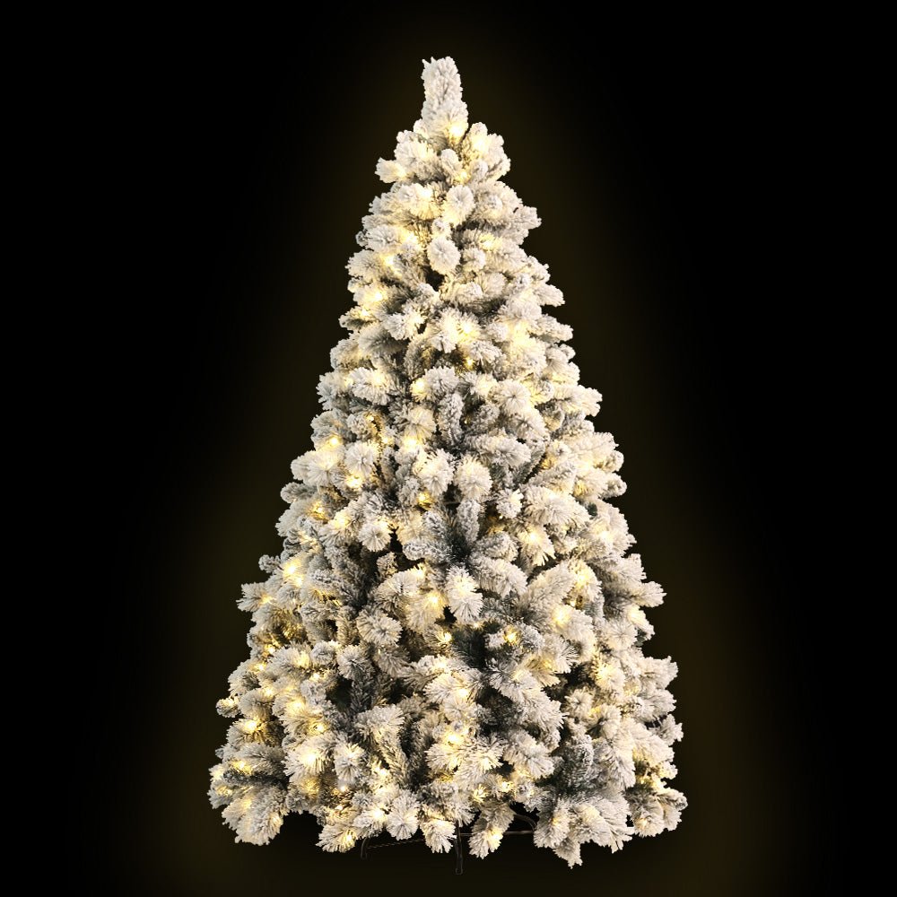 7FT / 2.1M Snowy Christmas Tree – 1189 Tips – Pre - lit 500 Warm White LED Lights - Rivercity House & Home Co. (ABN 18 642 972 209) - Affordable Modern Furniture Australia