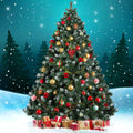 7FT / 2.1M Snowy Christmas Tree – 1250 Tips – Traditional Full Design