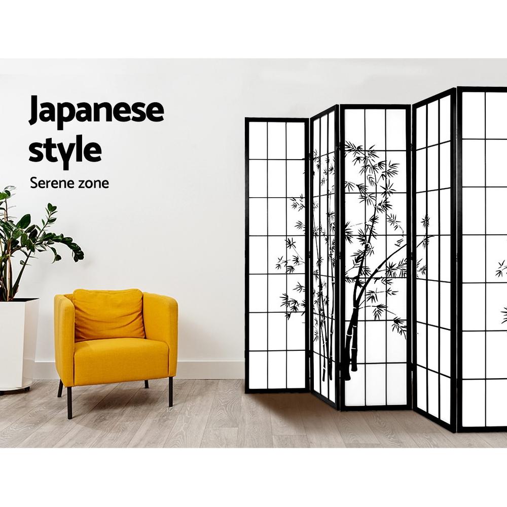 8 Panel Room Divider Screen Privacy Dividers Pine Wood Stand Shoji Bamboo Black White - Rivercity House & Home Co. (ABN 18 642 972 209) - Affordable Modern Furniture Australia