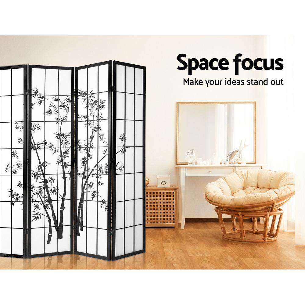 8 Panel Room Divider Screen Privacy Dividers Pine Wood Stand Shoji Bamboo Black White - Rivercity House & Home Co. (ABN 18 642 972 209) - Affordable Modern Furniture Australia