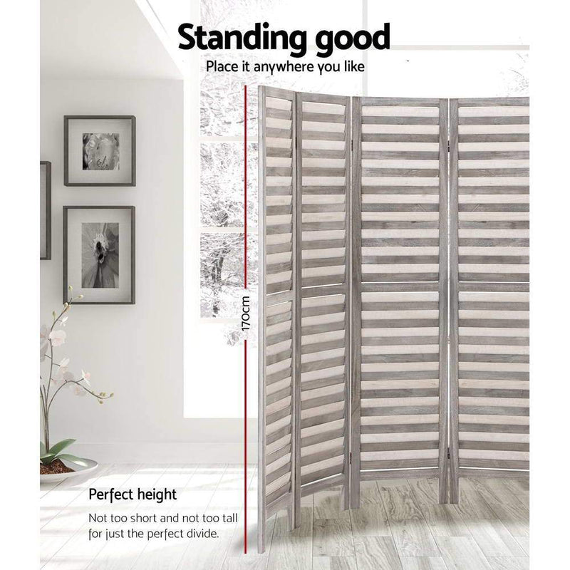 8 Panel Room Divider Screen Privacy Wood Dividers Timber Stand Grey - Furniture > Living Room - Rivercity House & Home Co. (ABN 18 642 972 209) - Affordable Modern Furniture Australia