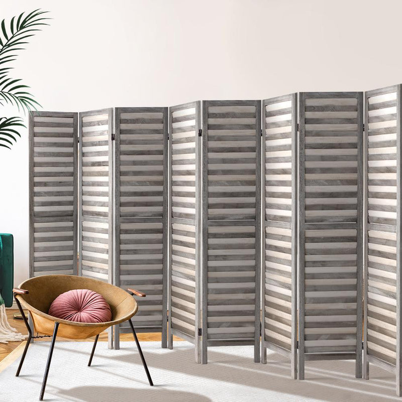 8 Panel Room Divider Screen Privacy Wood Dividers Timber Stand Grey - Furniture > Living Room - Rivercity House & Home Co. (ABN 18 642 972 209) - Affordable Modern Furniture Australia