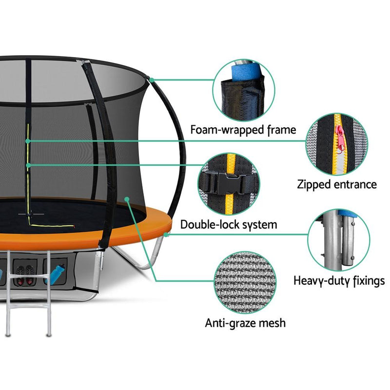 8FT Trampoline Round With Safety Enclosure (Orange) - Rivercity House & Home Co. (ABN 18 642 972 209) - Affordable Modern Furniture Australia