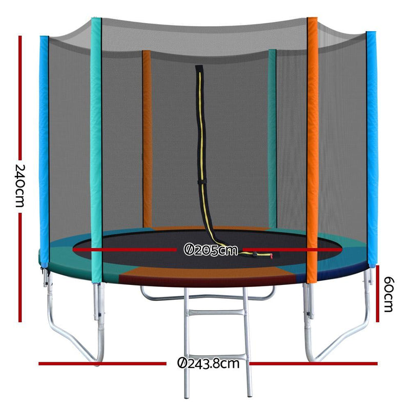 8FT Trampoline With Safety Net Enclosure (Multi-coloured) - Sports & Fitness > Trampolines - Rivercity House And Home Co.