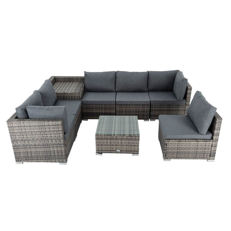 8 Piece Modular Outdoor Furniture Lounge Grey - Furniture > Outdoor - Rivercity House & Home Co. (ABN 18 642 972 209) - Affordable Modern Furniture Australia