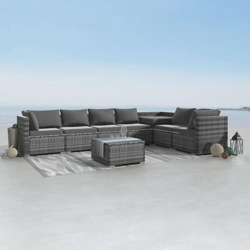 8 Piece Modular Outdoor Furniture Lounge Grey - Furniture > Outdoor - Rivercity House & Home Co. (ABN 18 642 972 209) - Affordable Modern Furniture Australia